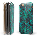 Blue-Green and Black Watercolor Tiger Pattern iPhone 6/6s or 6/6s Plus 2-Piece Hybrid INK-Fuzed Case
