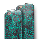 Blue-Green and Black Watercolor Tiger Pattern iPhone 6/6s or 6/6s Plus 2-Piece Hybrid INK-Fuzed Case