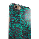 Blue-Green and Black Watercolor Tiger Pattern iPhone 6/6s or 6/6s Plus 2-Piece Hybrid INK-Fuzed Case