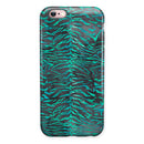 Blue-Green and Black Watercolor Tiger Pattern iPhone 6/6s or 6/6s Plus 2-Piece Hybrid INK-Fuzed Case