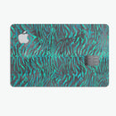 Blue-Green and Black Watercolor Tiger Pattern - Premium Protective Decal Skin-Kit for the Apple Credit Card