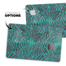 Blue-Green and Black Watercolor Tiger Pattern - Premium Protective Decal Skin-Kit for the Apple Credit Card