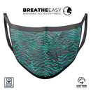 Blue-Green and Black Watercolor Tiger Pattern - Made in USA Mouth Cover Unisex Anti-Dust Cotton Blend Reusable & Washable Face Mask with Adjustable Sizing for Adult or Child