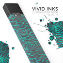 Blue-Green and Black Watercolor Tiger Pattern - Premium Decal Protective Skin-Wrap Sticker compatible with the Juul Labs vaping device