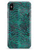 Blue-Green and Black Watercolor Tiger Pattern - iPhone X Clipit Case