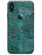 Blue-Green and Black Watercolor Tiger Pattern - iPhone X Skin-Kit