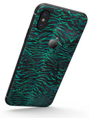 Blue-Green and Black Watercolor Tiger Pattern - iPhone X Skin-Kit