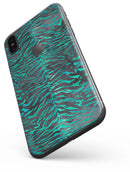 Blue-Green and Black Watercolor Tiger Pattern - iPhone X Skin-Kit