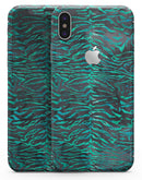 Blue-Green and Black Watercolor Tiger Pattern - iPhone X Skin-Kit