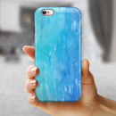 Blue 082 Absorbed Watercolor Texture iPhone 6/6s or 6/6s Plus 2-Piece Hybrid INK-Fuzed Case