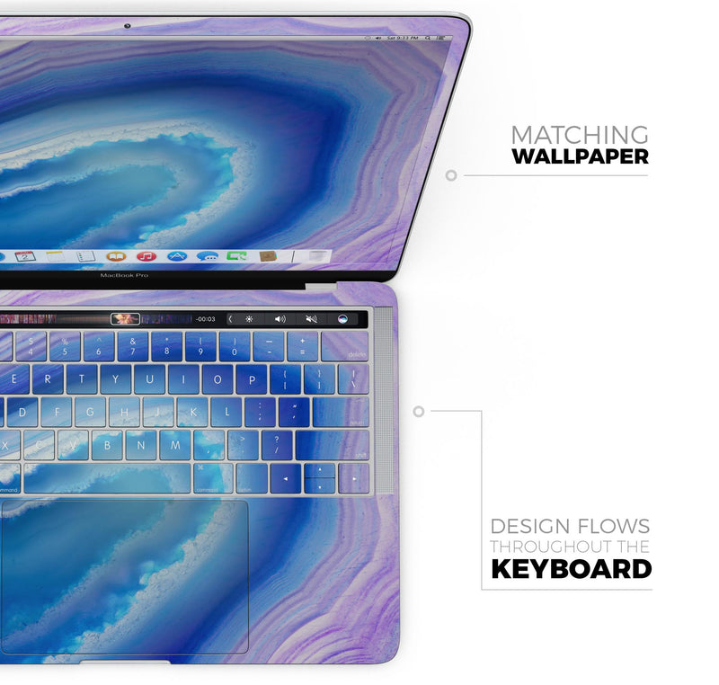 Blue & Purple Hue Agate - Skin Decal Wrap Kit Compatible with the Apple MacBook Pro, Pro with Touch Bar or Air (11", 12", 13", 15" & 16" - All Versions Available)
