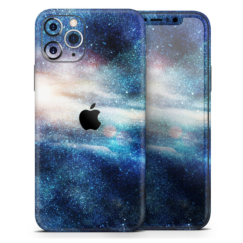 Blue & Gold Glowing Star-Wave  - Protective Skin Wrap & Decal – Compatible with iPhone SE to iPhone 17 Pro Max (All Models)