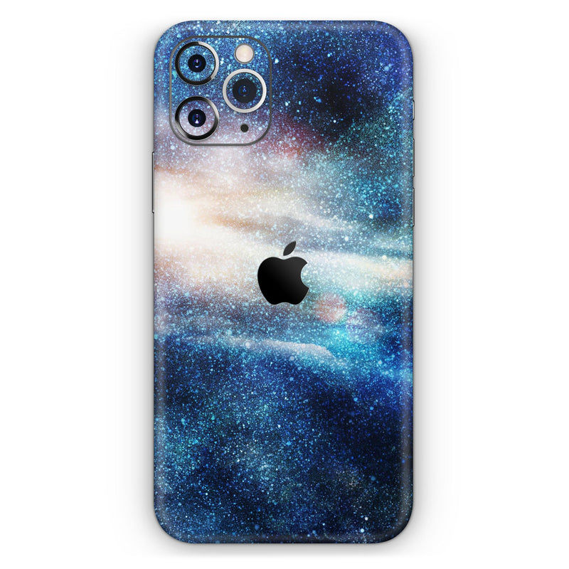 Blue & Gold Glowing Star-Wave  - Protective Skin Wrap & Decal – Compatible with iPhone SE to iPhone 17 Pro Max (All Models)