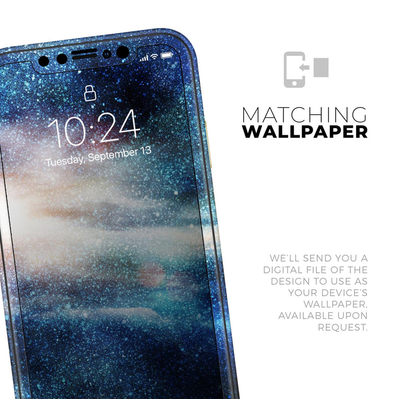 Blue & Gold Glowing Star-Wave  - Protective Skin Wrap & Decal – Compatible with iPhone SE to iPhone 17 Pro Max (All Models)