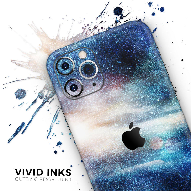 Blue & Gold Glowing Star-Wave  - Protective Skin Wrap & Decal – Compatible with iPhone SE to iPhone 17 Pro Max (All Models)