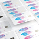 Blue & Pink Watercolor Feathers - Premium Protective Decal Skin-Kit for the Apple Credit Card