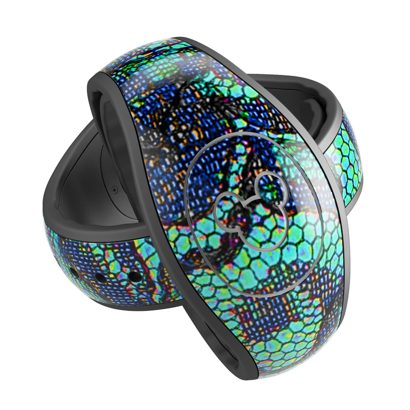 Blue & Teal Lace Texture - Decal Skin Wrap Kit for the Disney Magic Band