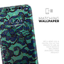 Blue & Teal Lace Texture  - Protective Skin Wrap & Decal – Compatible with iPhone SE to iPhone 17 Pro Max (All Models)