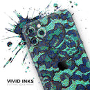 Blue & Teal Lace Texture  - Protective Skin Wrap & Decal – Compatible with iPhone SE to iPhone 17 Pro Max (All Models)