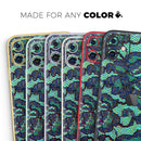 Blue & Teal Lace Texture  - Protective Skin Wrap & Decal – Compatible with iPhone SE to iPhone 17 Pro Max (All Models)