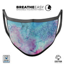 Blue 2 Absorbed Watercolor Texture - Made in USA Mouth Cover Unisex Anti-Dust Cotton Blend Reusable & Washable Face Mask with Adjustable Sizing for Adult or Child