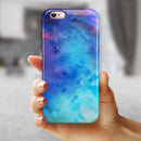Blue 34222 Absorbed Watercolor Texture iPhone 6/6s or 6/6s Plus 2-Piece Hybrid INK-Fuzed Case