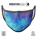 Blue 34222 Absorbed Watercolor Texture - Made in USA Mouth Cover Unisex Anti-Dust Cotton Blend Reusable & Washable Face Mask with Adjustable Sizing for Adult or Child