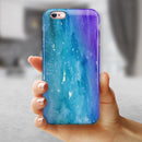 Blue 823 Absorbed Watercolor Texture iPhone 6/6s or 6/6s Plus 2-Piece Hybrid INK-Fuzed Case