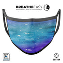 Blue 823 Absorbed Watercolor Texture - Made in USA Mouth Cover Unisex Anti-Dust Cotton Blend Reusable & Washable Face Mask with Adjustable Sizing for Adult or Child