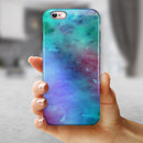 Blue 89608 Absorbed Watercolor Texture iPhone 6/6s or 6/6s Plus 2-Piece Hybrid INK-Fuzed Case
