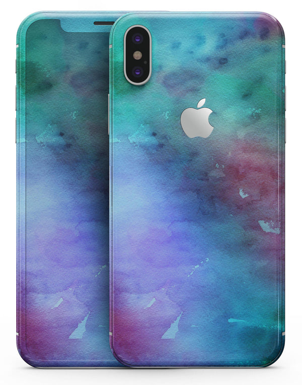 Blue 89608 Absorbed Watercolor Texture - iPhone X Skin-Kit