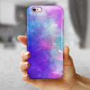 Blue 972 Absorbed Watercolor Texture iPhone 6/6s or 6/6s Plus 2-Piece Hybrid INK-Fuzed Case