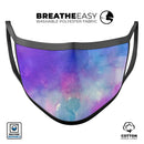 Blue 972 Absorbed Watercolor Texture - Made in USA Mouth Cover Unisex Anti-Dust Cotton Blend Reusable & Washable Face Mask with Adjustable Sizing for Adult or Child