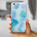 Blue 98 Absorbed Watercolor Texture iPhone 6/6s or 6/6s Plus 2-Piece Hybrid INK-Fuzed Case