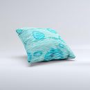 Blue Abstarct Cells with Fish Water Illustration Ink-Fuzed Decorative Throw Pillow