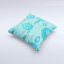 Blue Abstarct Cells with Fish Water Illustration Ink-Fuzed Decorative Throw Pillow