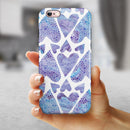 Blue Abstract Inverted Hearts iPhone 6/6s or 6/6s Plus 2-Piece Hybrid INK-Fuzed Case