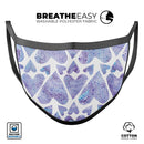 Blue Abstract Inverted Hearts  - Made in USA Mouth Cover Unisex Anti-Dust Cotton Blend Reusable & Washable Face Mask with Adjustable Sizing for Adult or Child