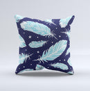 Blue Aztec Feathers and Stars ink-Fuzed Decorative Throw Pillow