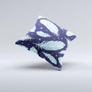 Blue Aztec Feathers and Stars ink-Fuzed Decorative Throw Pillow
