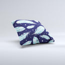 Blue Aztec Feathers and Stars ink-Fuzed Decorative Throw Pillow