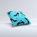 Blue & Black High-Heel Pattern V12 Ink-Fuzed Decorative Throw Pillow