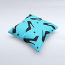 Blue & Black High-Heel Pattern V12 Ink-Fuzed Decorative Throw Pillow