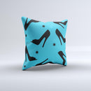 Blue & Black High-Heel Pattern V12 Ink-Fuzed Decorative Throw Pillow