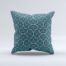 Blue Black Spirals Pattern ink-Fuzed Decorative Throw Pillow