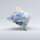 Blue Bright Watercolor Butter-Floral Ink-Fuzed Decorative Throw Pillow