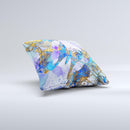 Blue Bright Watercolor Butter-Floral Ink-Fuzed Decorative Throw Pillow