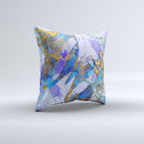 Blue Bright Watercolor Butter-Floral Ink-Fuzed Decorative Throw Pillow