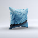 Blue Broken Concrete ink-Fuzed Decorative Throw Pillow