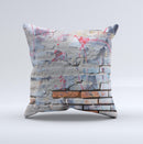 Blue Chipped Graffiti Wall ink-Fuzed Decorative Throw Pillow
